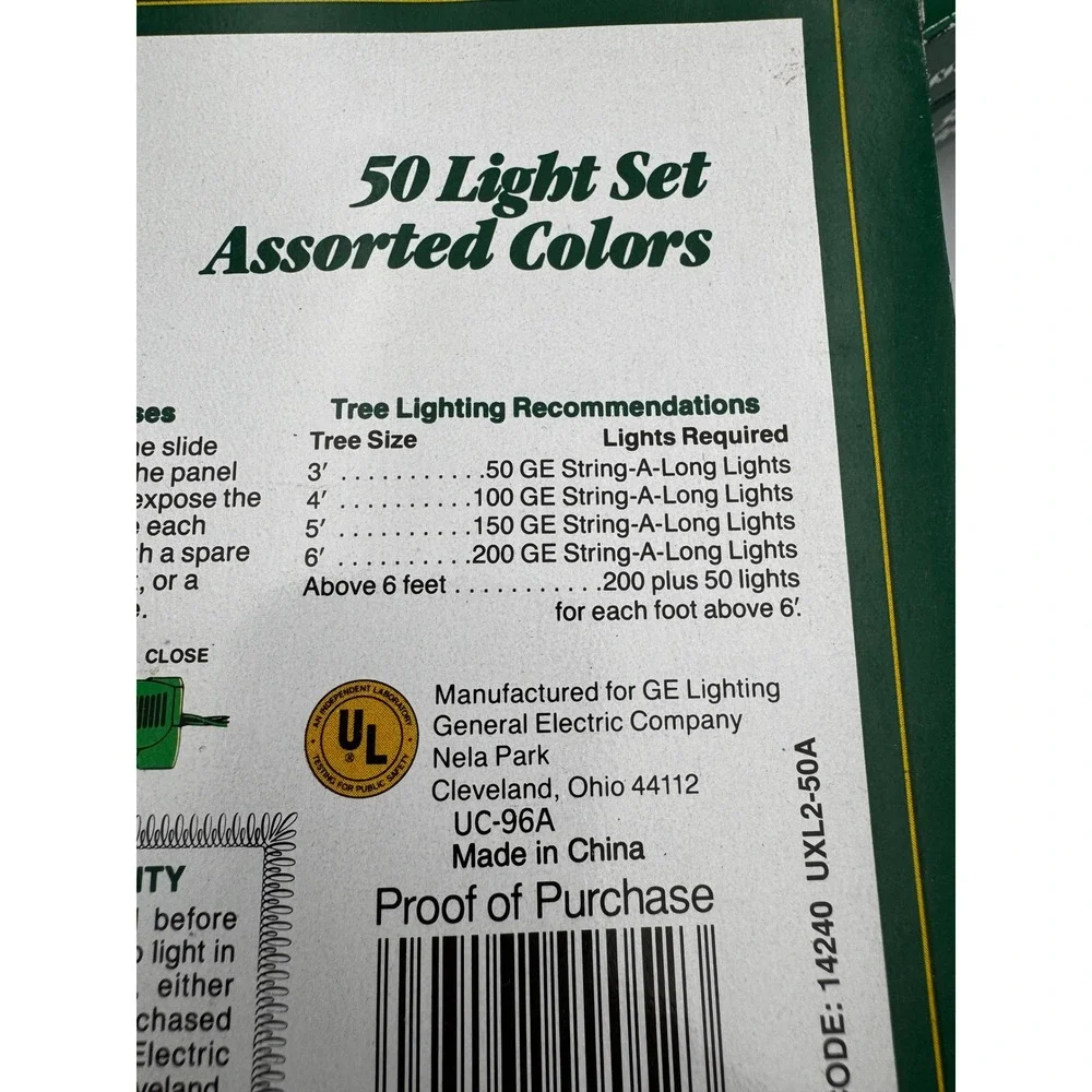 Lot of 4 Vintage GE String-A-Long Christmas Lights 50 Assorted Color NIB